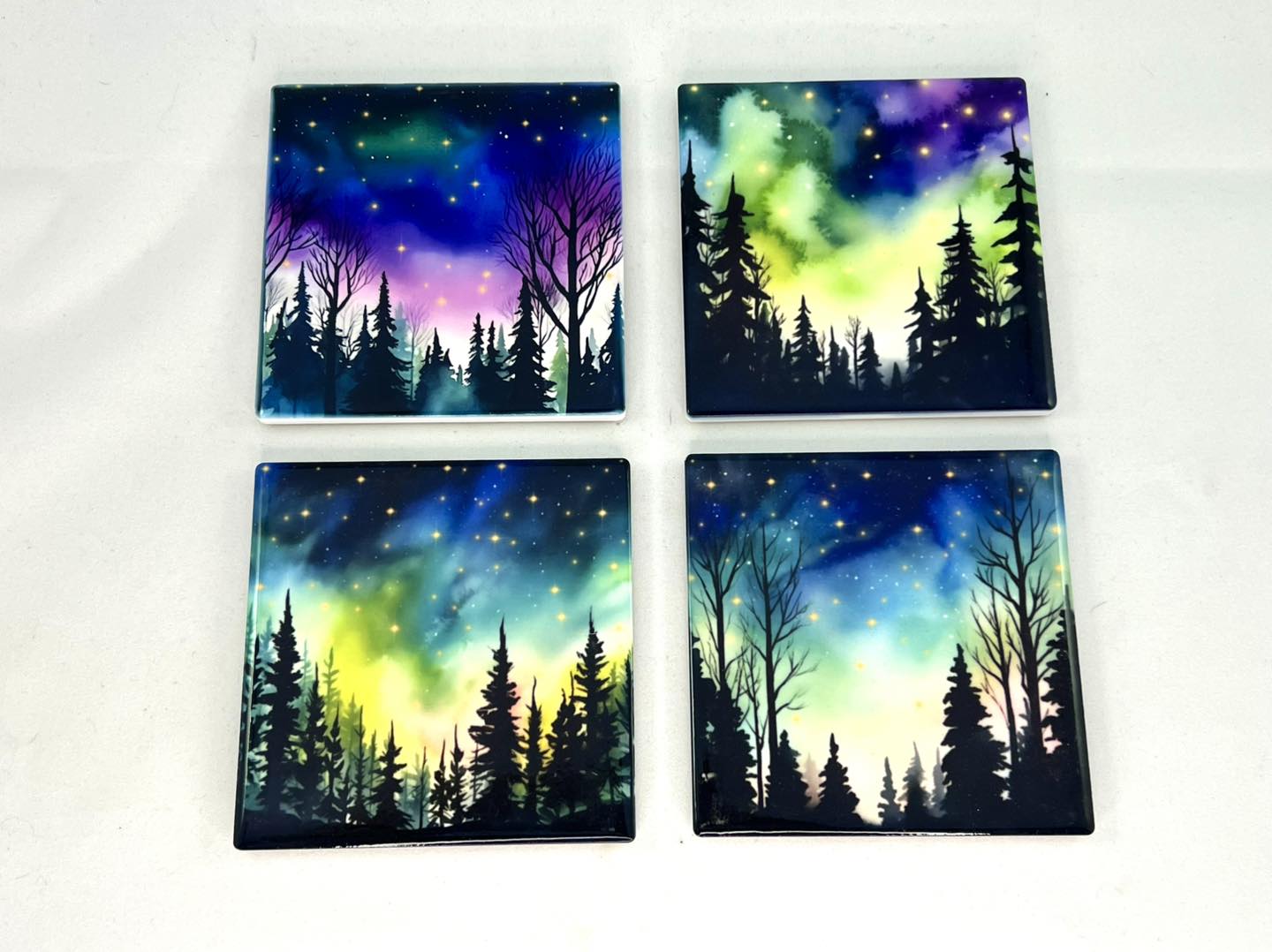 Coaster set - Square Northern Lights