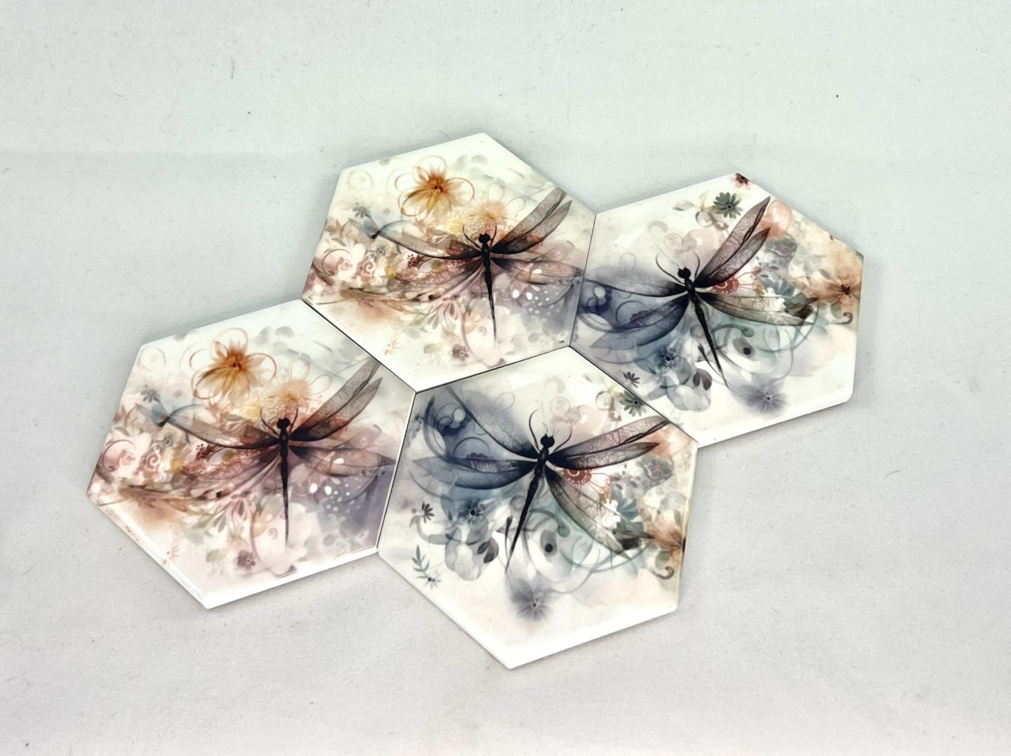 Coaster set - 6-sided Dragonflies