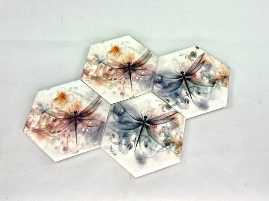Coaster set - 6-sided Dragonflies