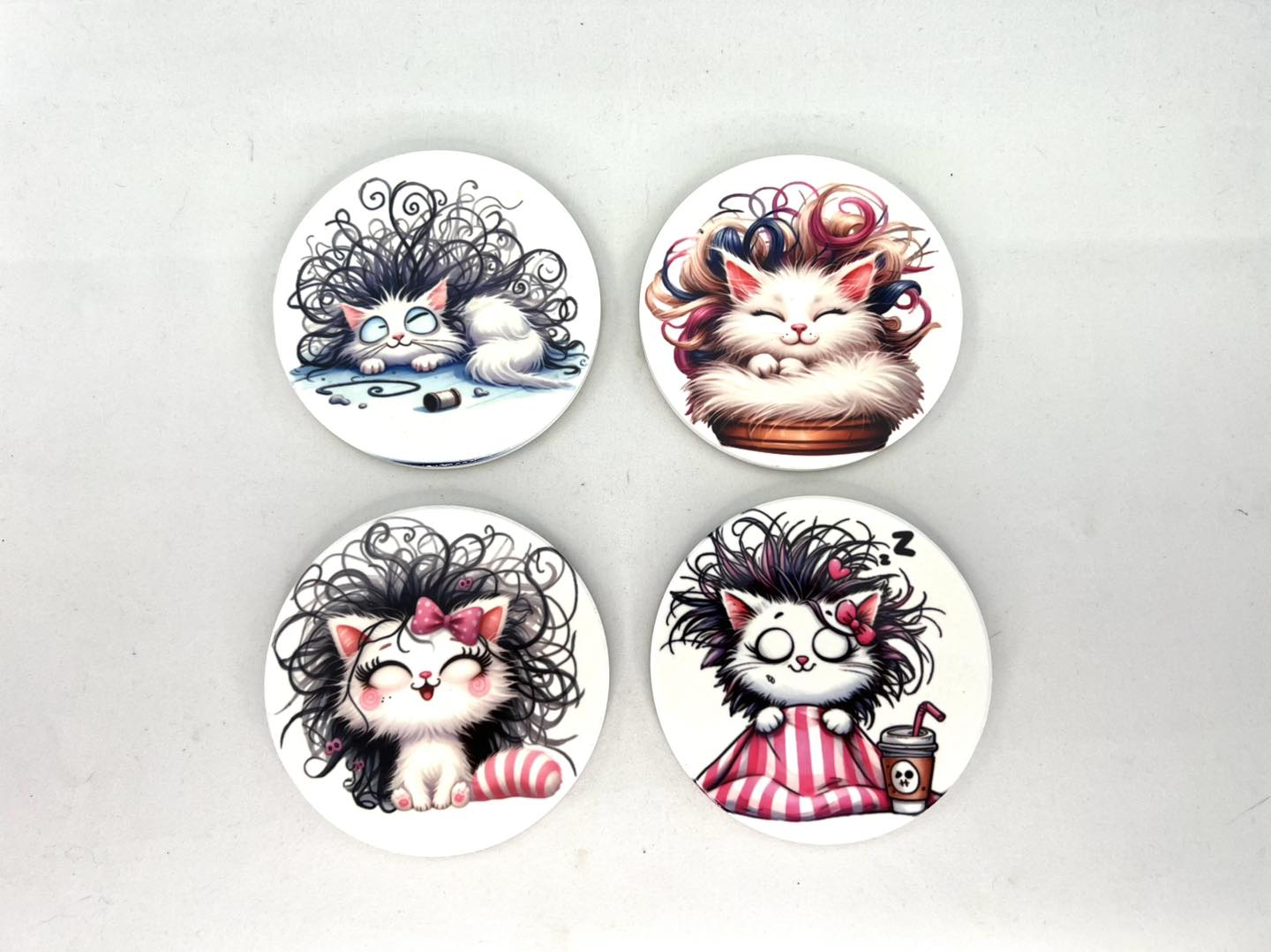 Coaster set - Round Crazy Cats