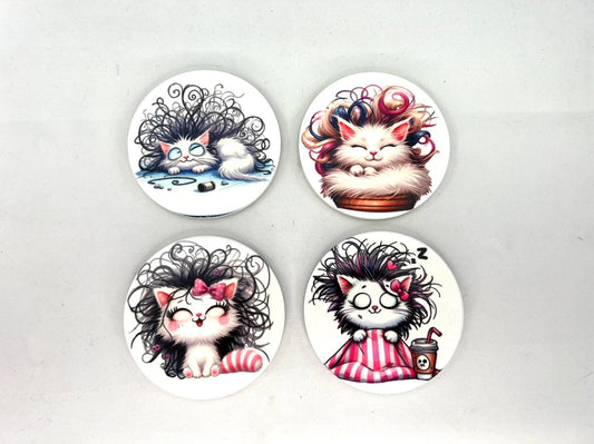 Coaster set - Round Crazy Cats
